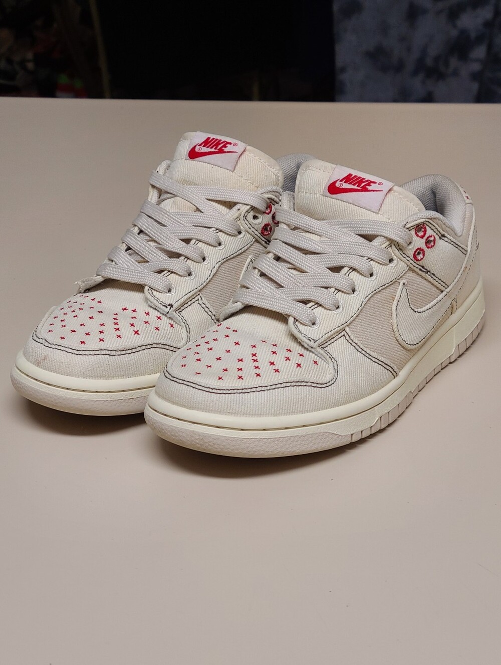 Nike Dunk Low Sashiko Light Oreowood canvas low top skateboard sneakers size 7